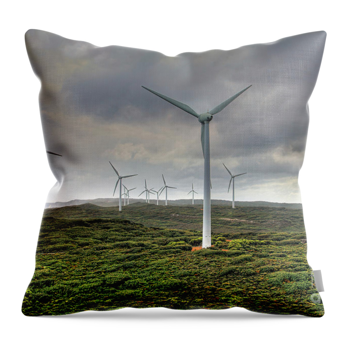Wind Farm Throw Pillow featuring the photograph Wind Farm, Albany, Western Australia by Elaine Teague