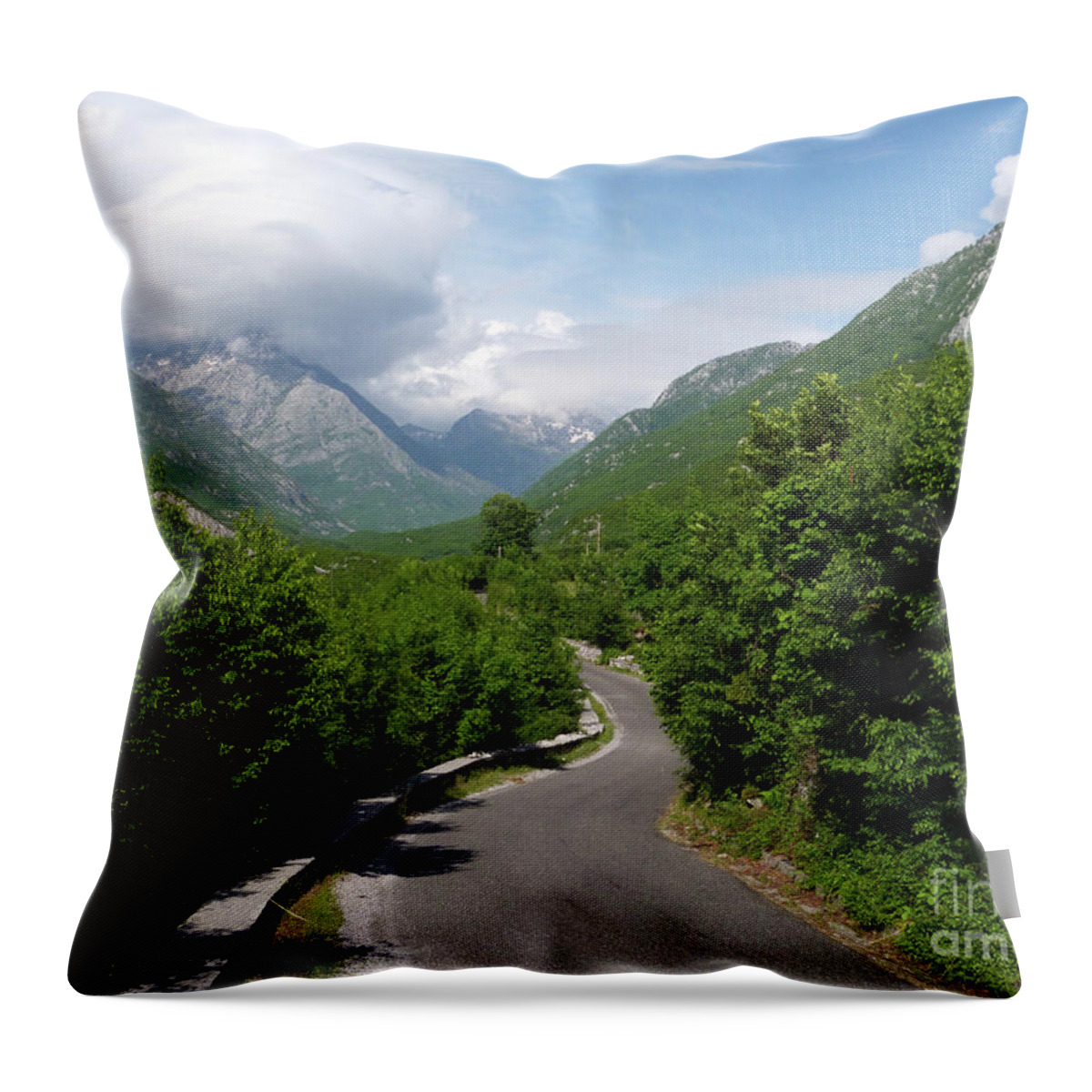 Theth Throw Pillow featuring the photograph Winding Road to Theth - Albania by Phil Banks
