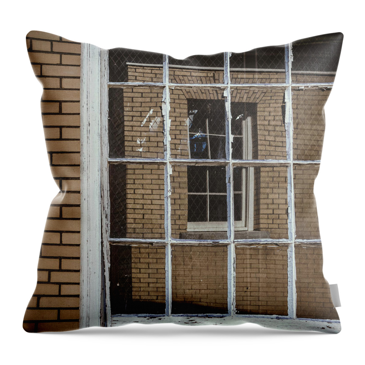 Sandy Hook Throw Pillow featuring the photograph window in window - Sandy Hook, NJ by Steve Stanger