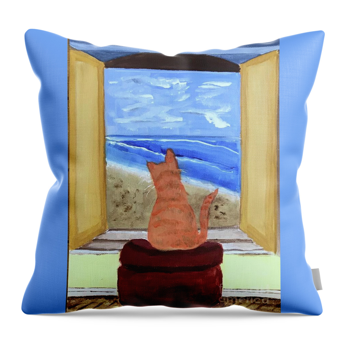 Original Art Work Throw Pillow featuring the painting Windows #2 by Theresa Honeycheck
