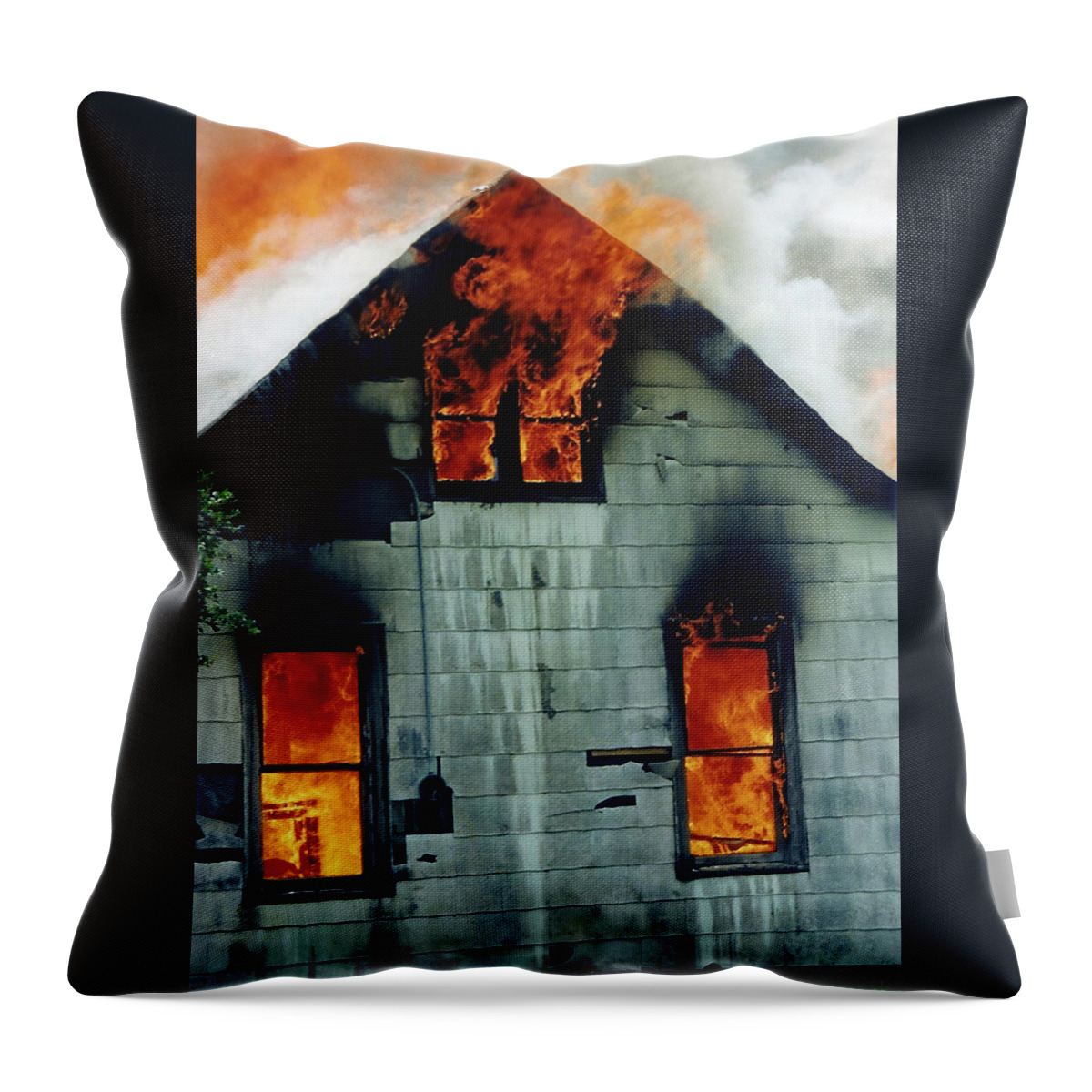 Windows Aflame Throw Pillow featuring the photograph Windows Aflame by Jennifer Robin