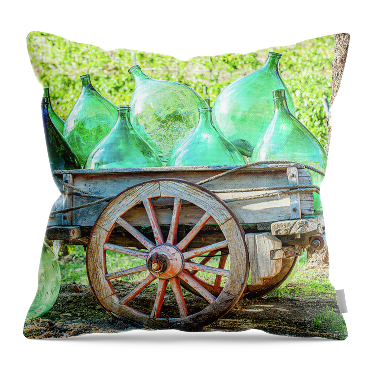 Tuscany Throw Pillow featuring the photograph Wine Cart by Marla Brown