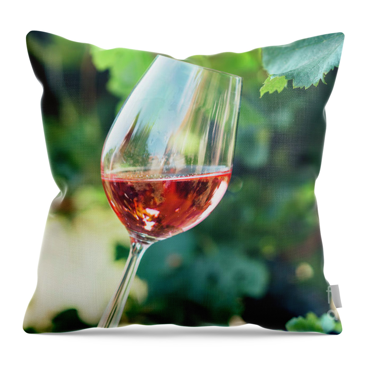 Wine Throw Pillow featuring the photograph Wine tasting in outdoor winery. by Jelena Jovanovic