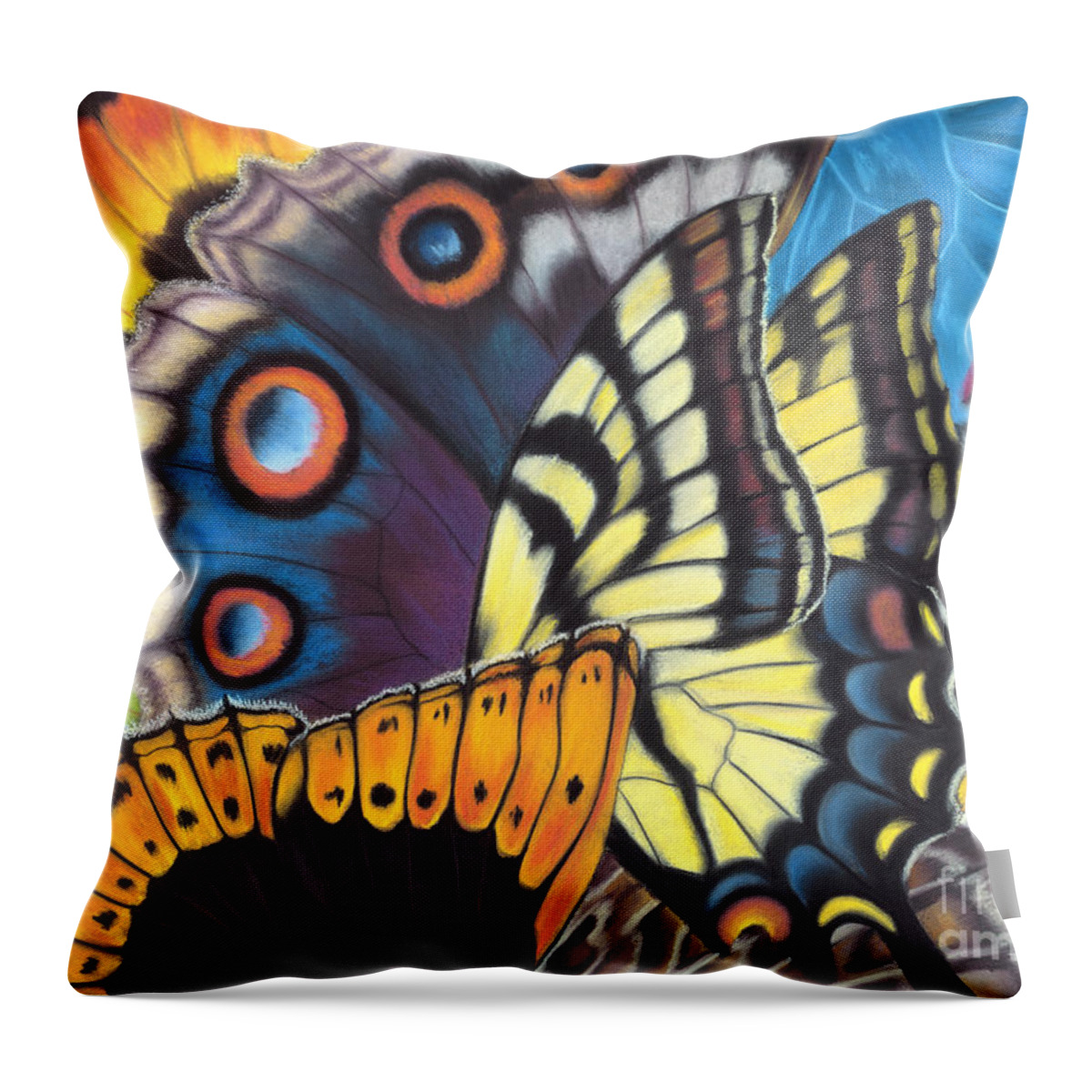 Butterflies Throw Pillow featuring the painting Wings of North Amerca by Lucy Arnold