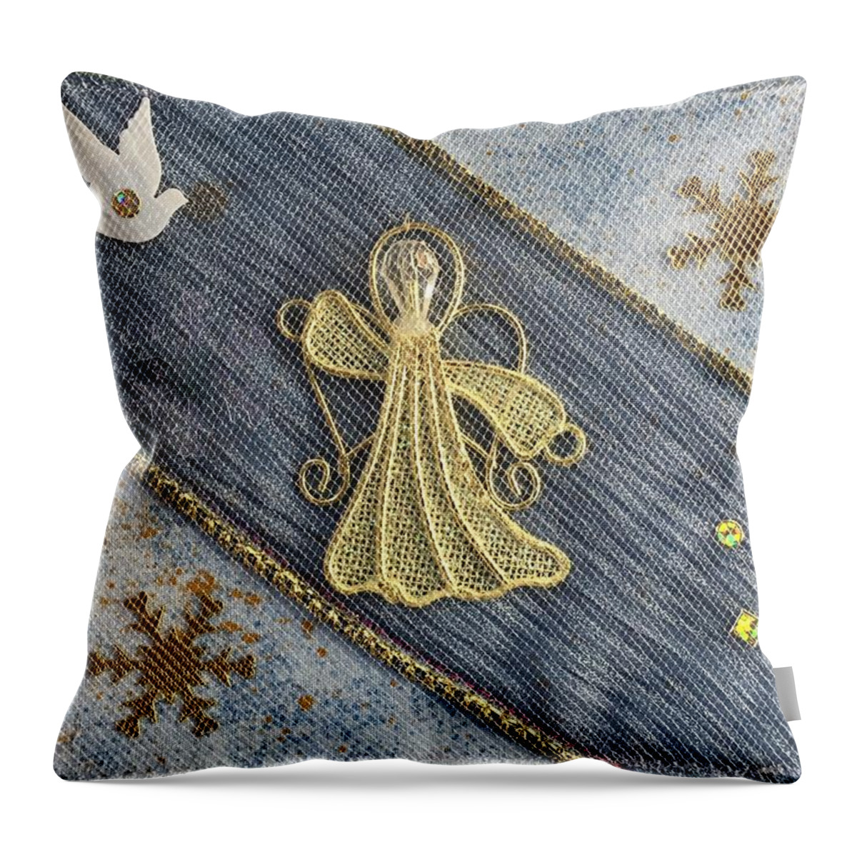 Wings Throw Pillow featuring the mixed media Wings by Vivian Aumond