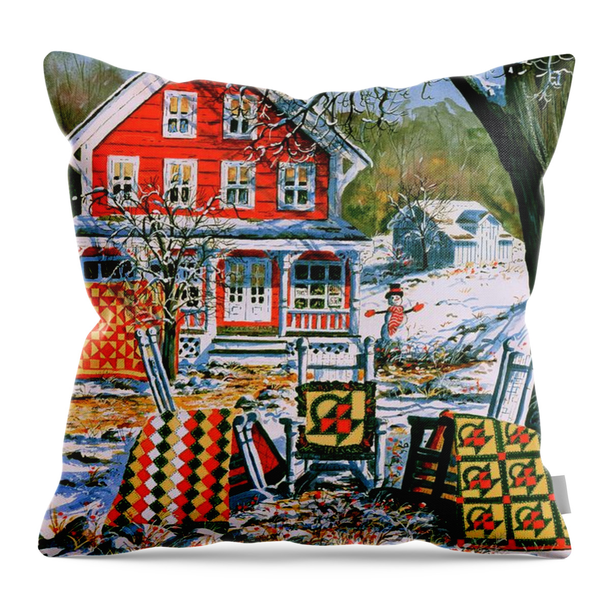 Winter Throw Pillow featuring the painting Winter Joy by Diane Phalen