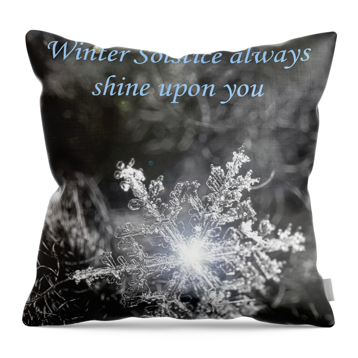 Snowflake; Ice; Winter; Solstice; Throw Pillow featuring the photograph Winter Solstice Blessing by Tina Uihlein
