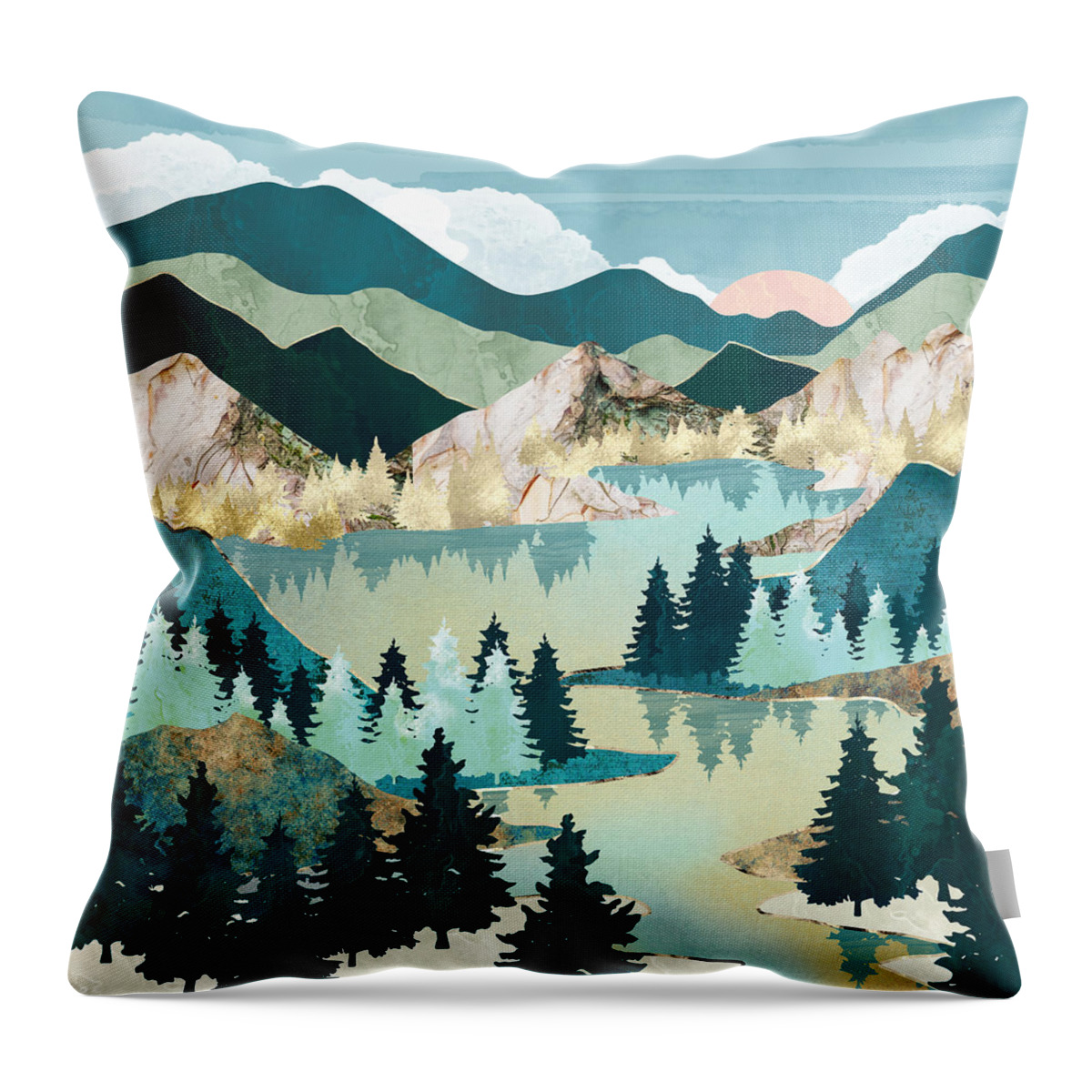 Winter Throw Pillow featuring the digital art Winter Sun by Spacefrog Designs