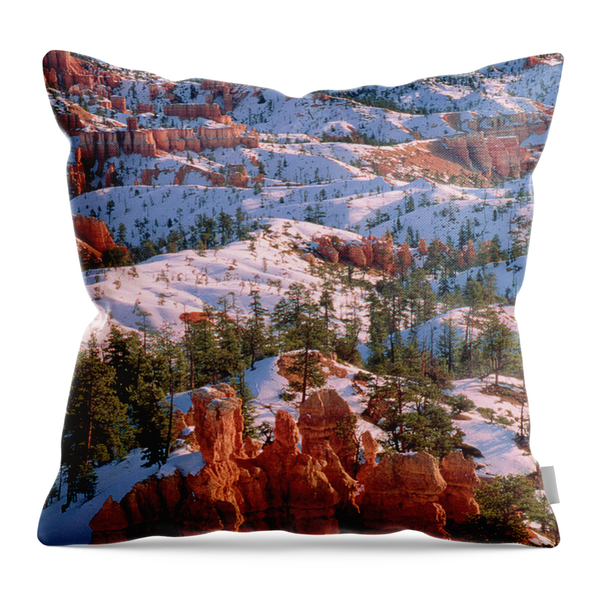 Dave Welling Throw Pillow featuring the photograph Winter Sunrise Bryce Canyon National Park by Dave Welling