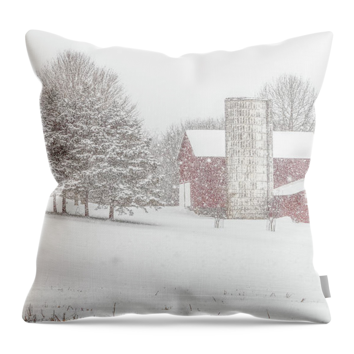 Snowstorm On The Farm Throw Pillow featuring the photograph Winter Wonderland II by Rod Best