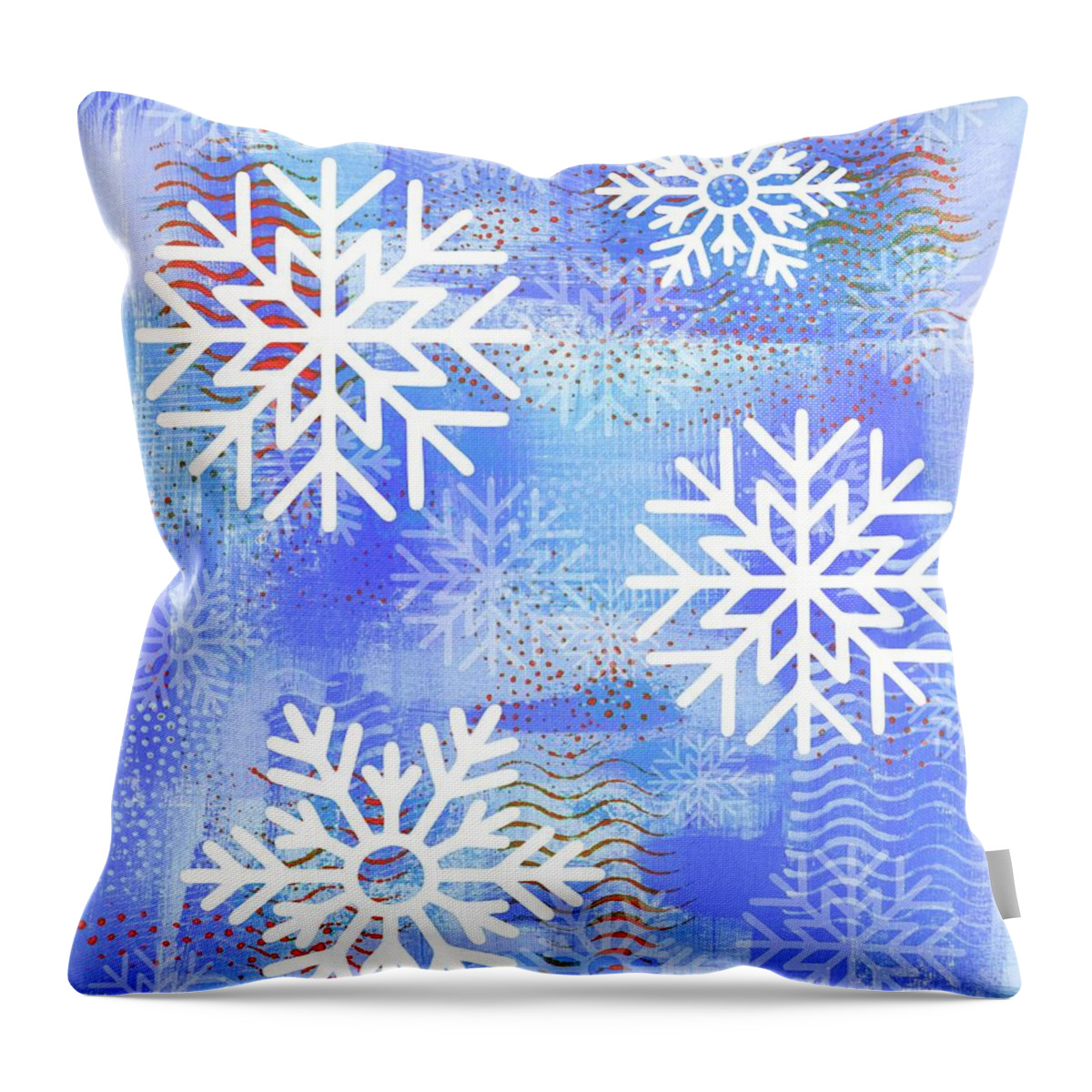 Winter Throw Pillow featuring the mixed media Wintry Wonderland Abstract by Donna Mibus