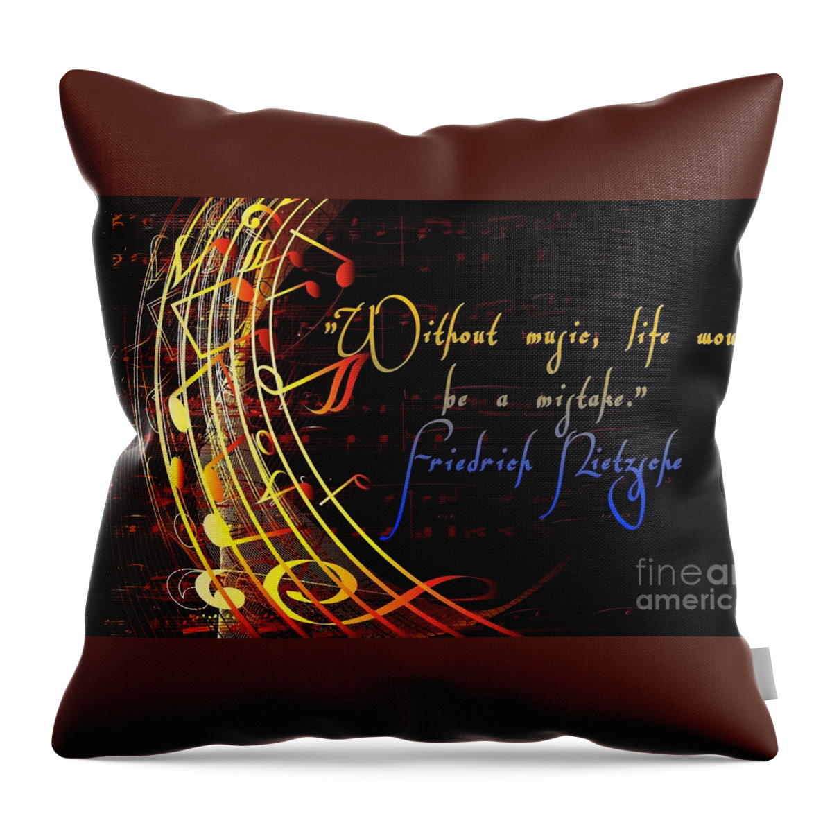 Inspirational Throw Pillow featuring the mixed media Without Music by Claudia Zahnd-Prezioso