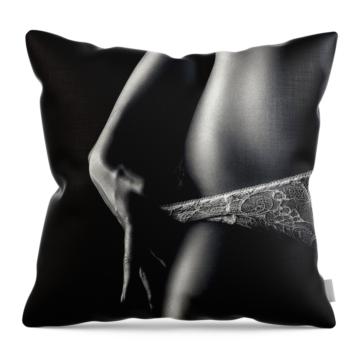 Woman Throw Pillow featuring the photograph Woman in pantie closeup 2 by Johan Swanepoel