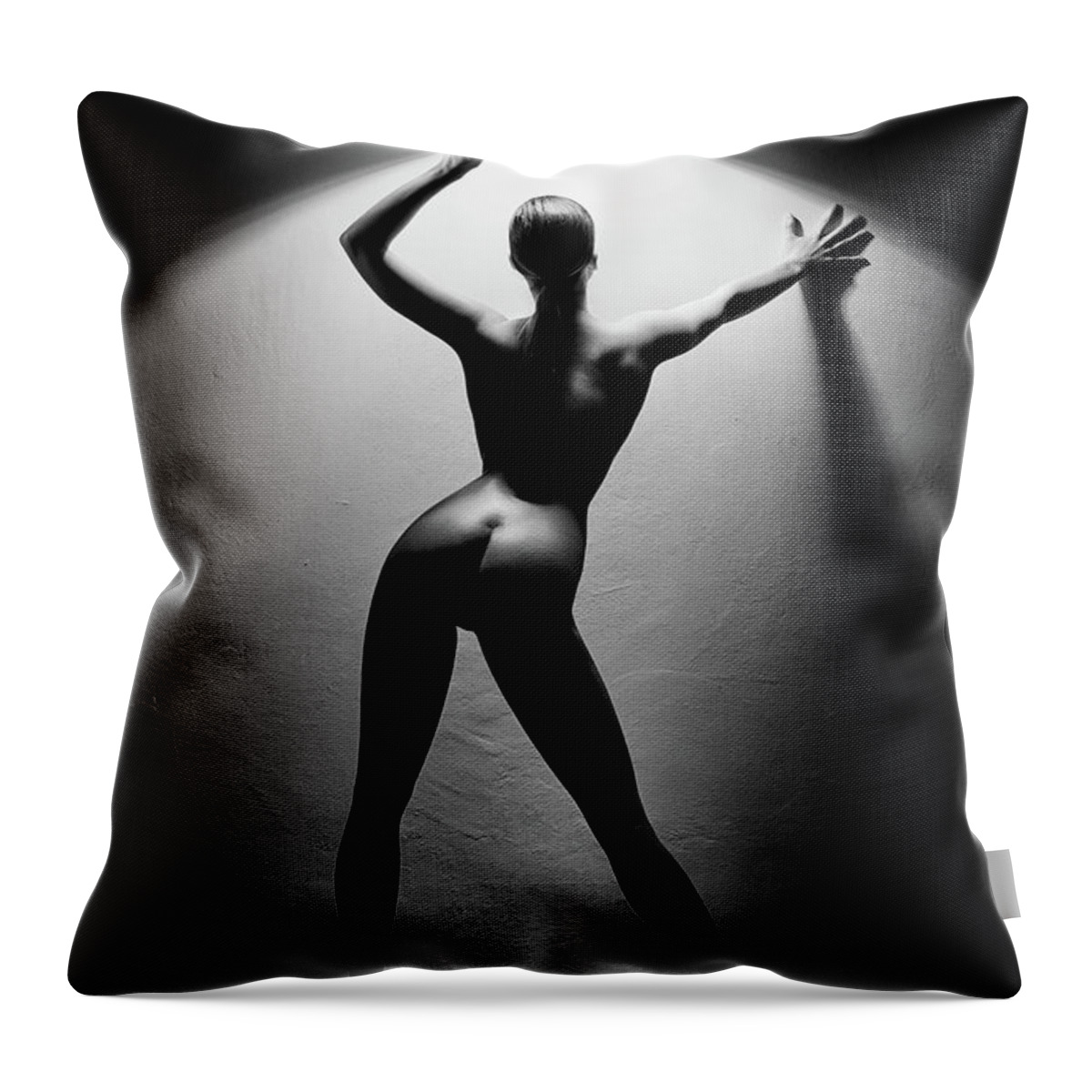 Woman Throw Pillow featuring the photograph Woman in the spotlight 2 by Johan Swanepoel
