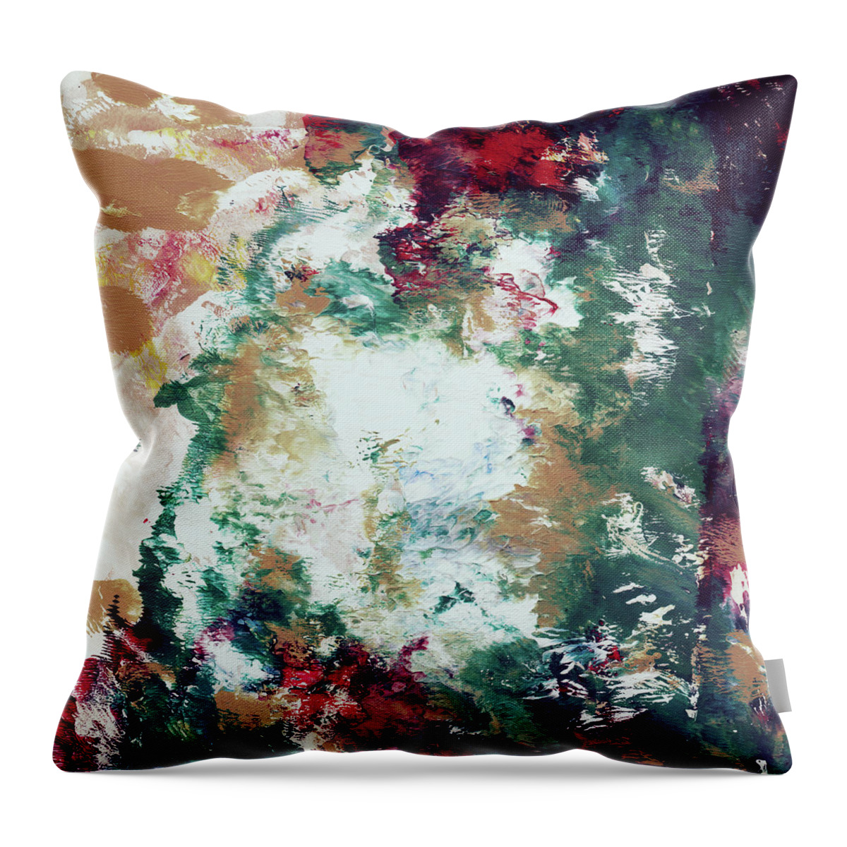 Abstract Throw Pillow featuring the mixed media Wonderland 5- Art by Linda Woods by Linda Woods
