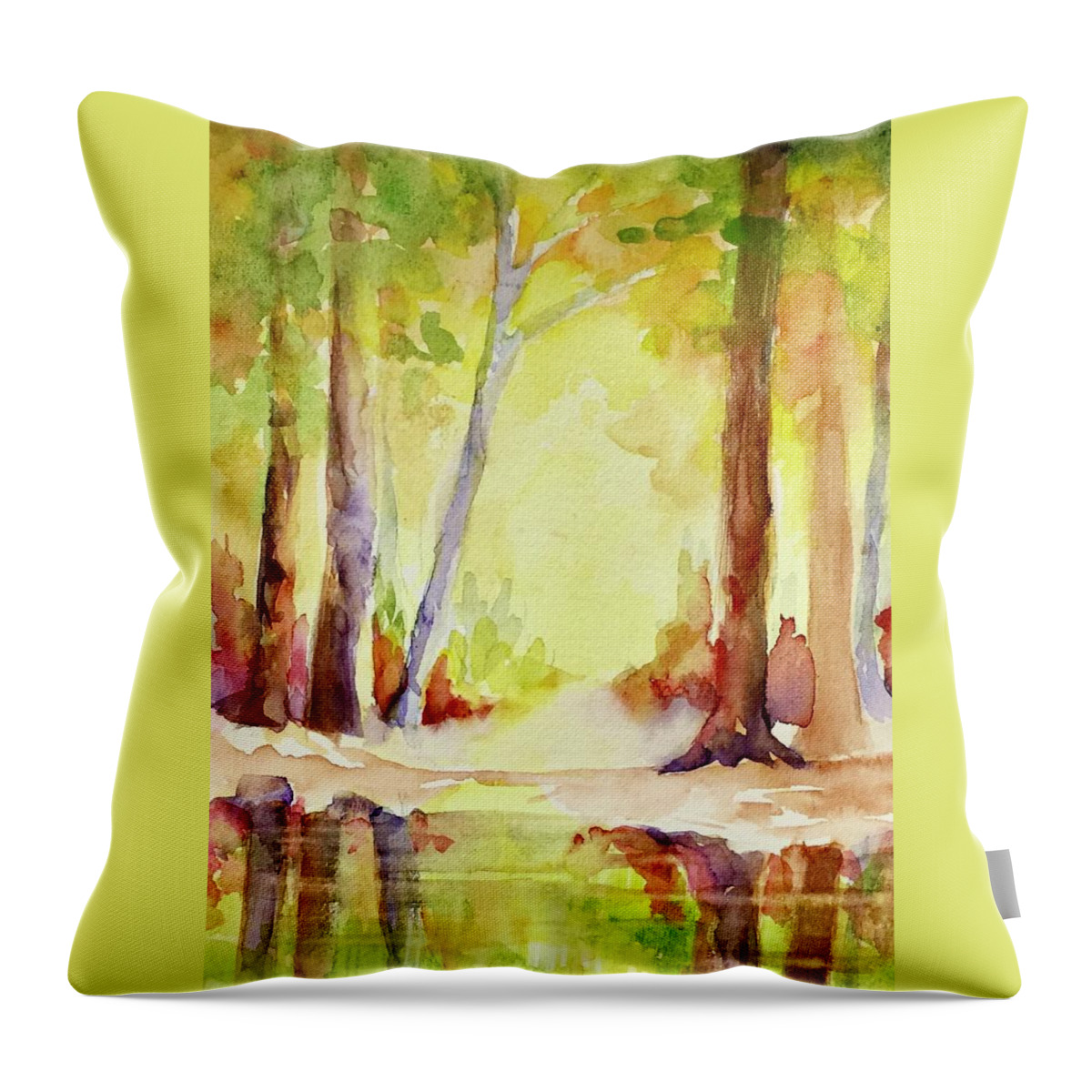 Forest Throw Pillow featuring the painting Wood Element by Caroline Patrick