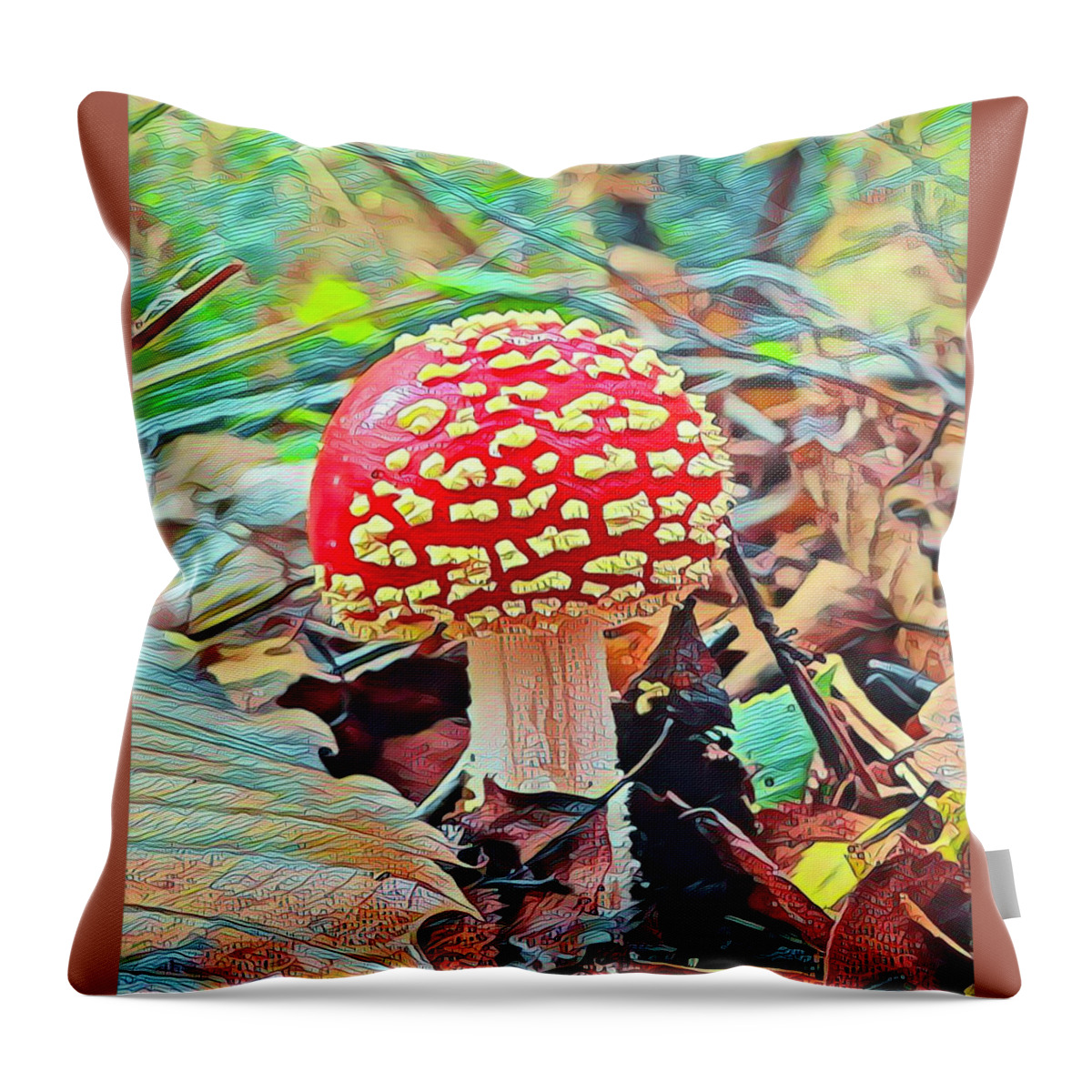 Red Throw Pillow featuring the mixed media Woodland Forest by Juliette Becker