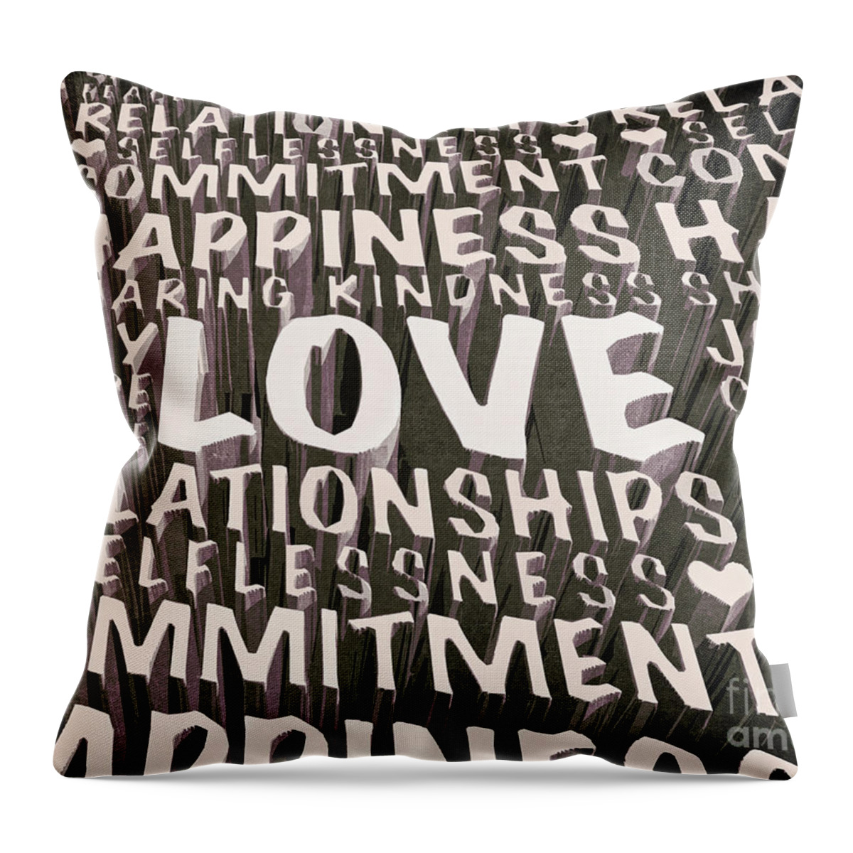 Love Throw Pillow featuring the digital art Words of Love by Phil Perkins