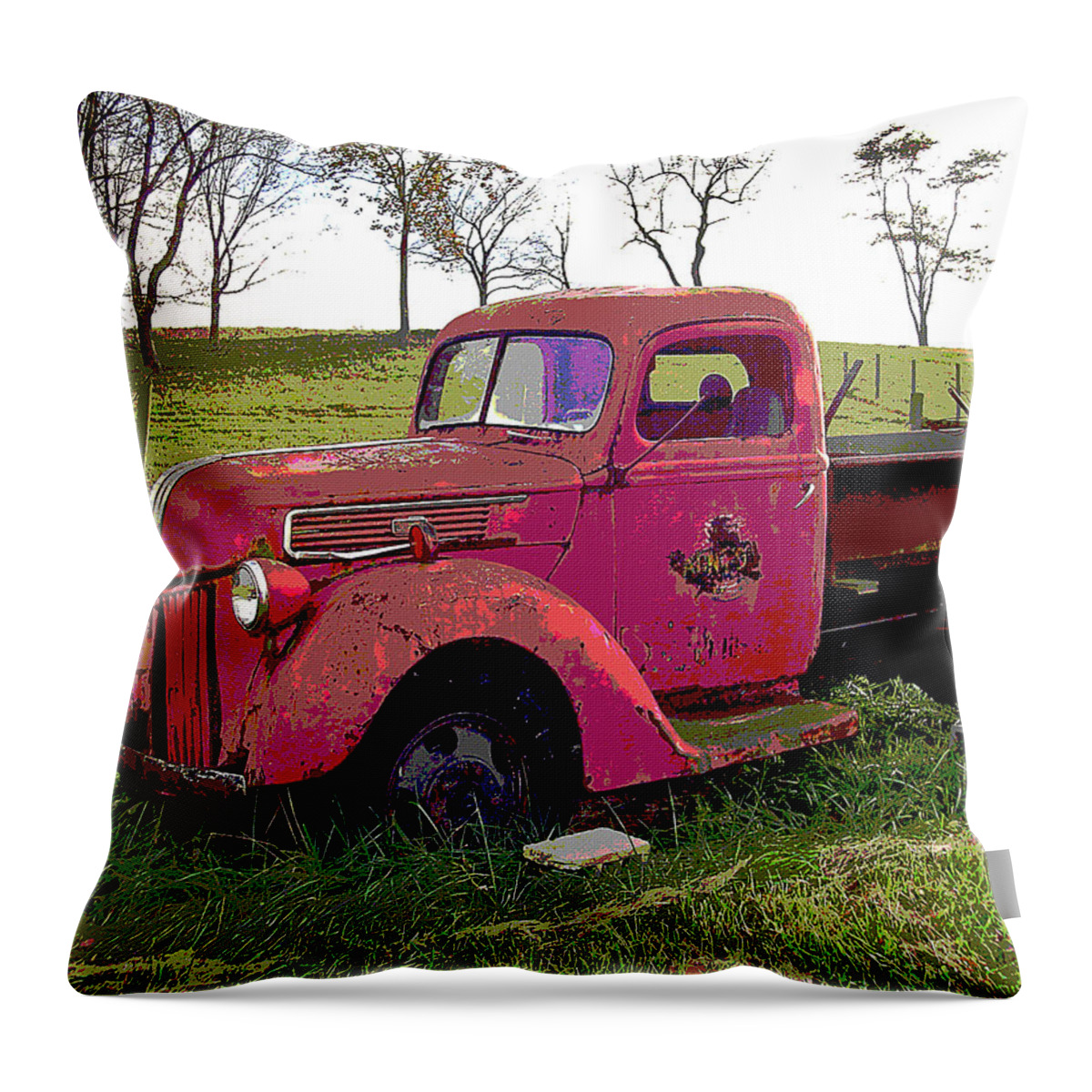 Truck Throw Pillow featuring the digital art Working Days are Over by Nancy Olivia Hoffmann