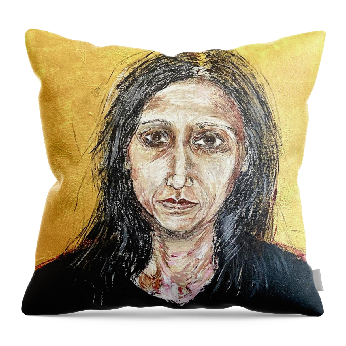Portrait Throw Pillow featuring the painting Worried by David Euler