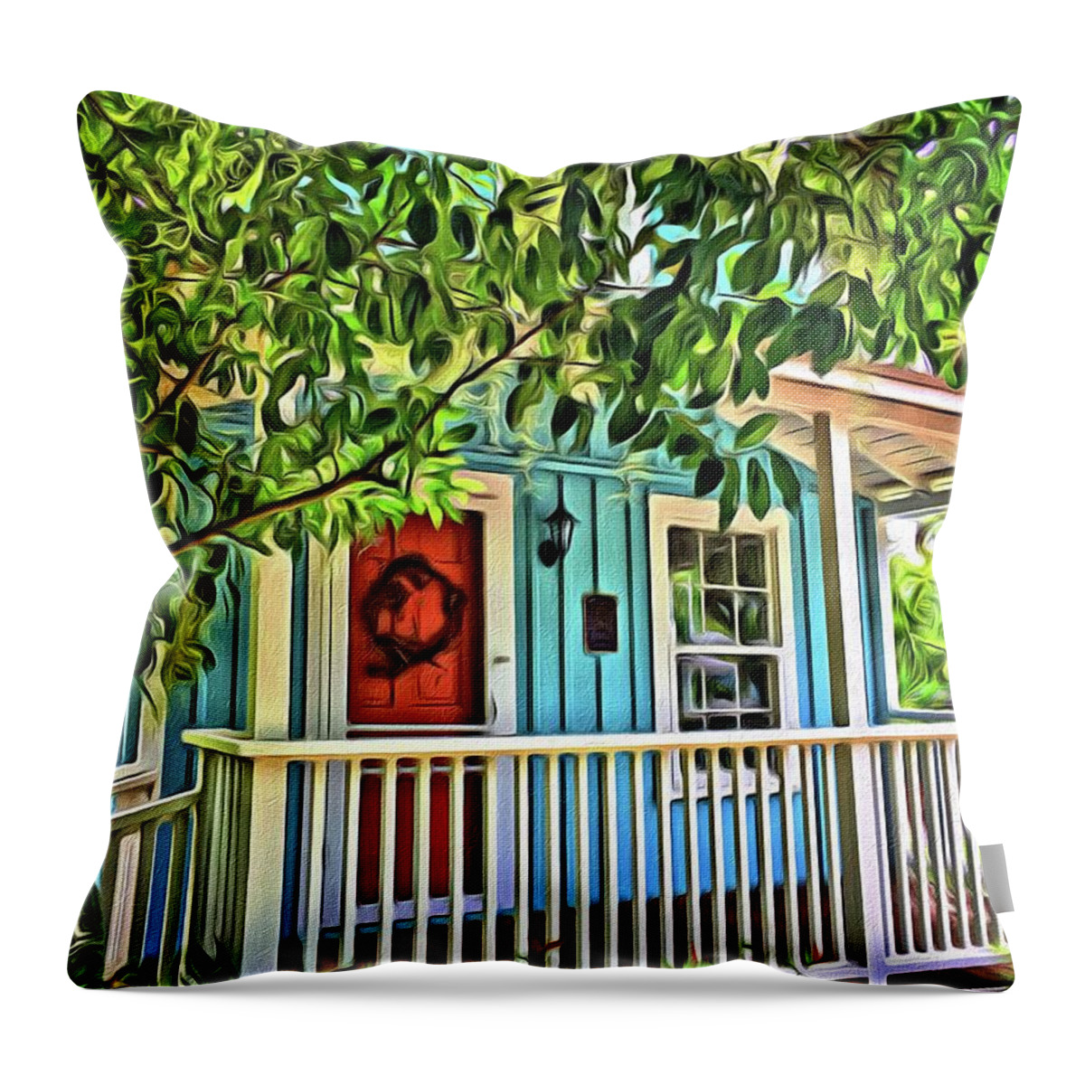 Alicegipsonphotographs Throw Pillow featuring the photograph Wreath On The Door by Alice Gipson