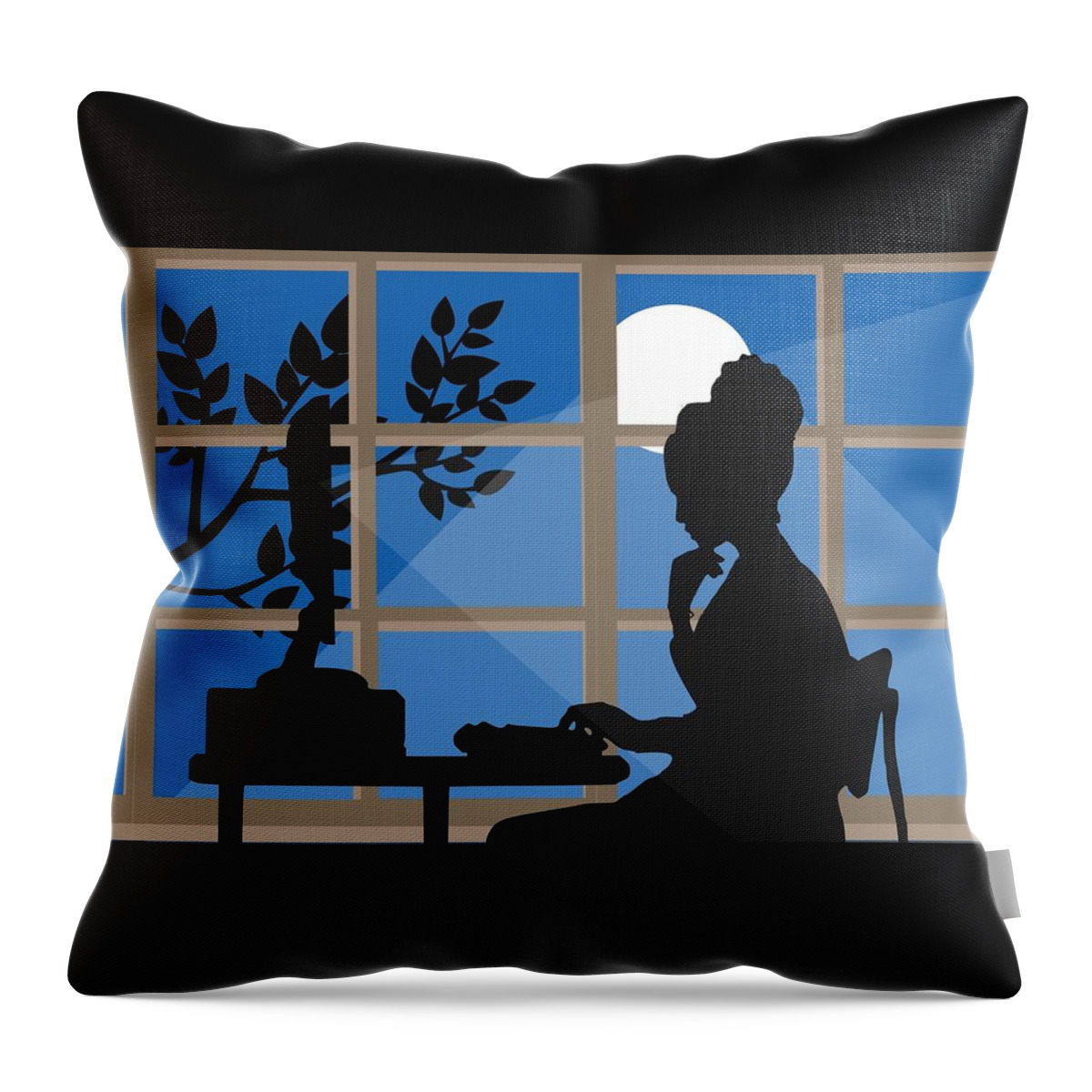 Writer Throw Pillow featuring the mixed media Writer's Hours by Nancy Ayanna Wyatt