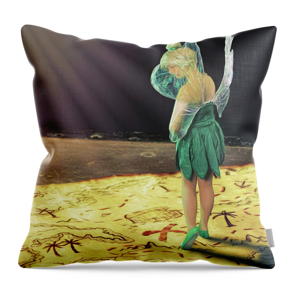 Fairy Throw Pillow featuring the digital art X Marks the Spot by Brad Barton