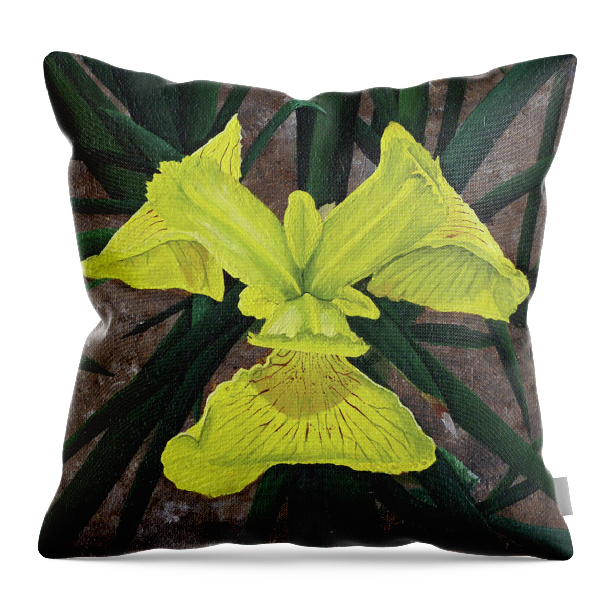 Yellow Flag Throw Pillow featuring the painting Yellow Flag by Heather E Harman