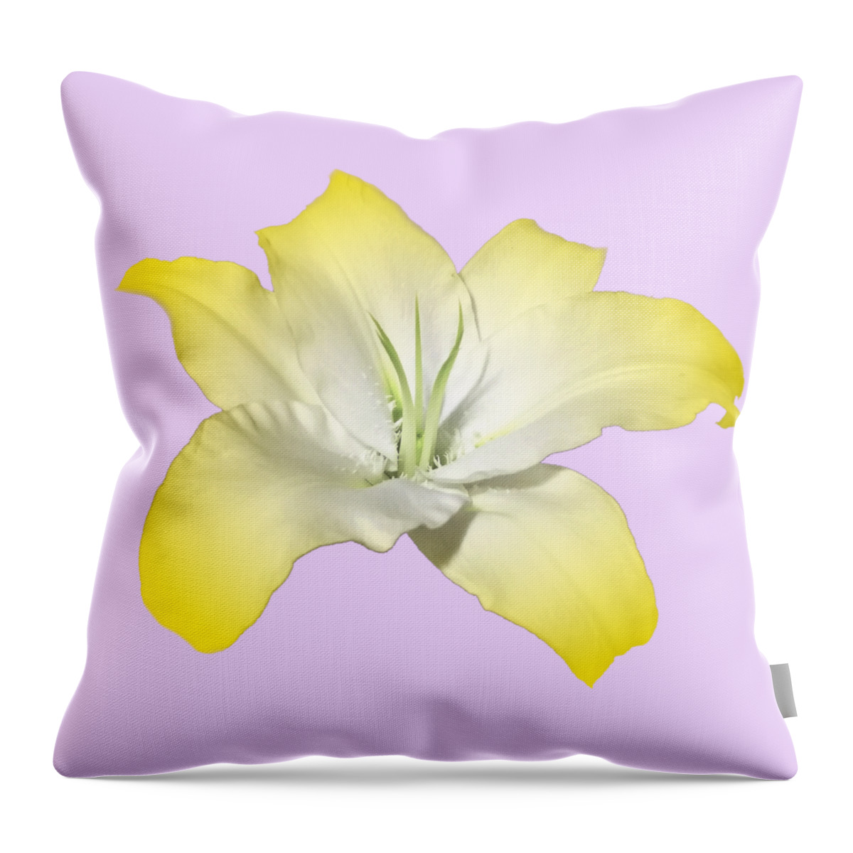 Yellow Throw Pillow featuring the photograph Yellow Lily Flower Best for Shirts and Bags by Delynn Addams