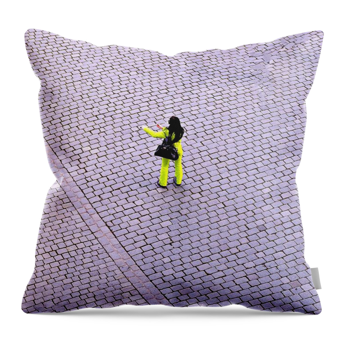 Street Throw Pillow featuring the photograph Yellow Spot by Thomas Schroeder