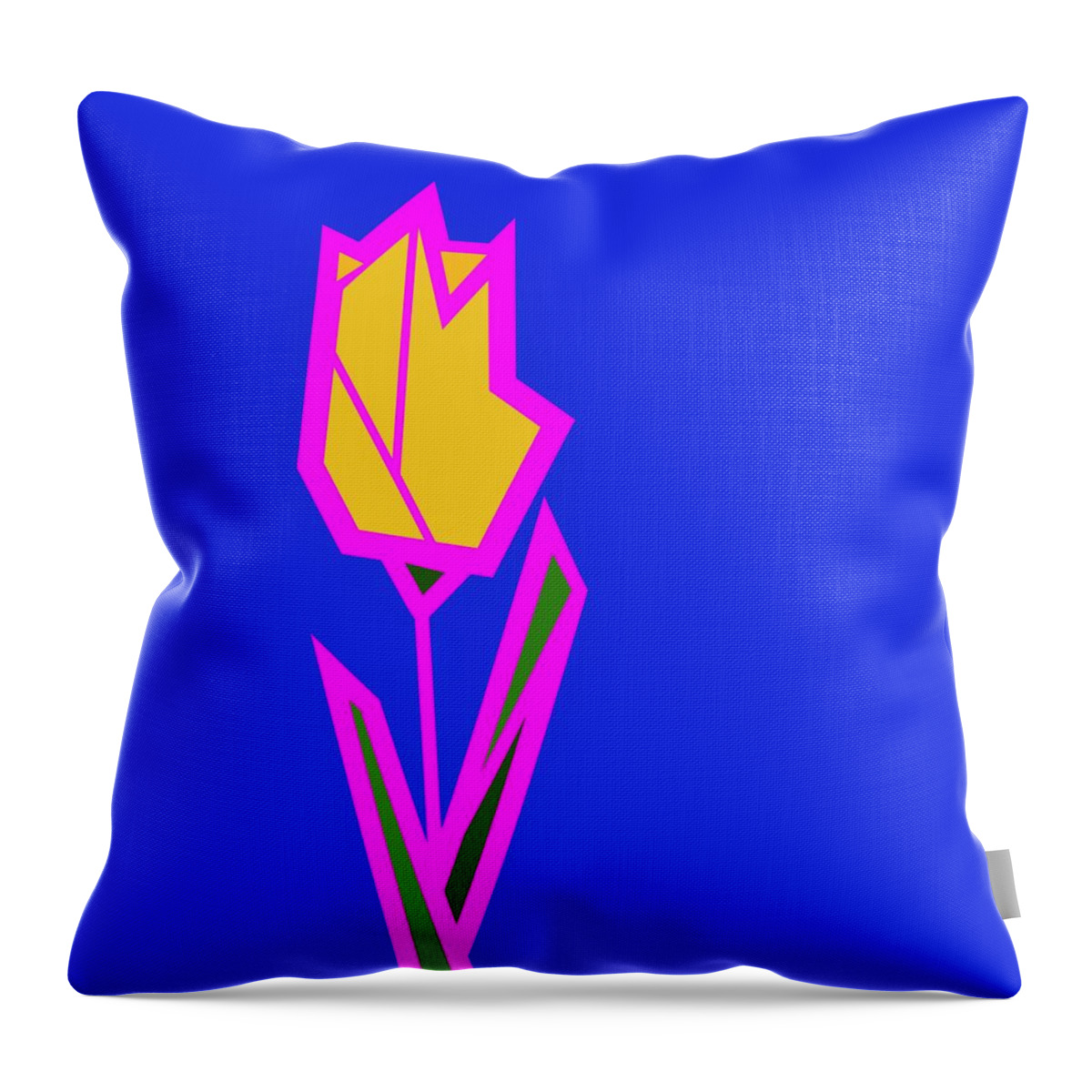 Tulip Throw Pillow featuring the digital art Yellow tulip by Fatline Graphic Art
