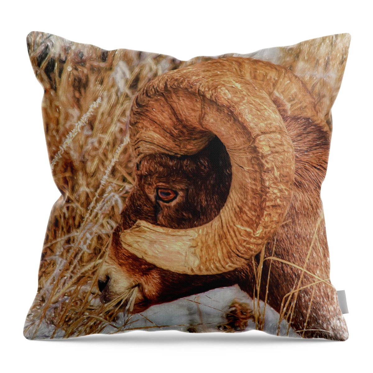 Wildlife Throw Pillow featuring the mixed media Yellowstone Wildlife Artistry by DB Hayes