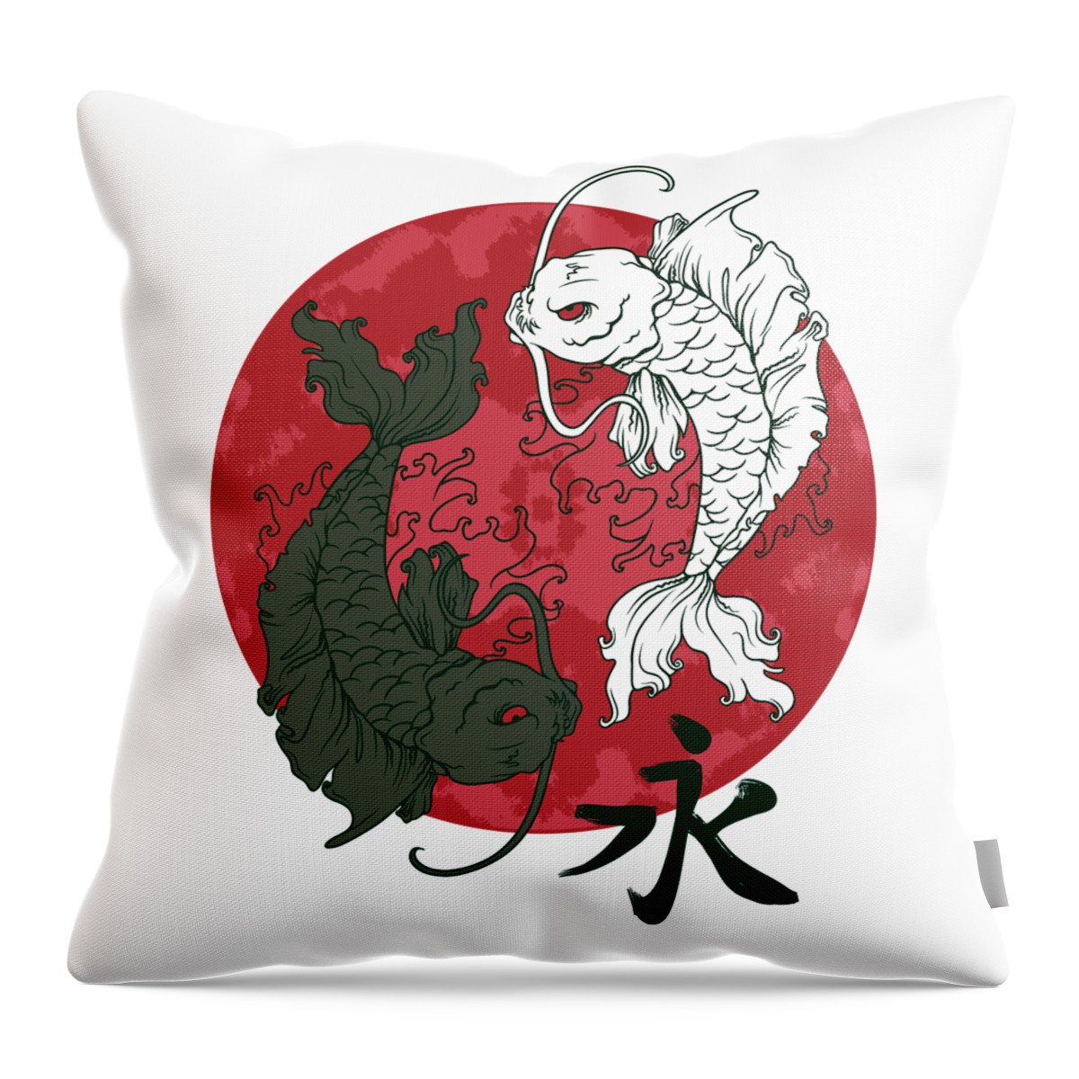 Koi Fish Throw Pillow featuring the digital art Yin Yang Koi Fish by Jacob Zelazny