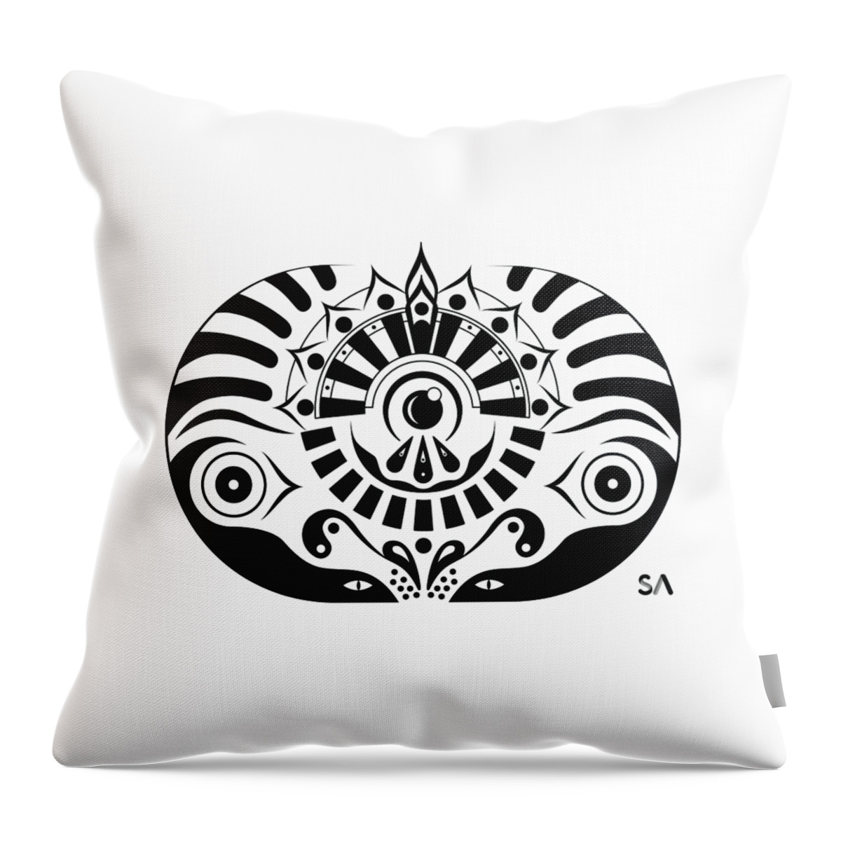 Black And White Throw Pillow featuring the digital art Yoga by Silvio Ary Cavalcante