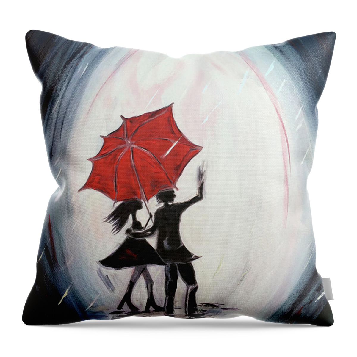 Walking Throw Pillow featuring the painting Young Love Walking by Roxy Rich