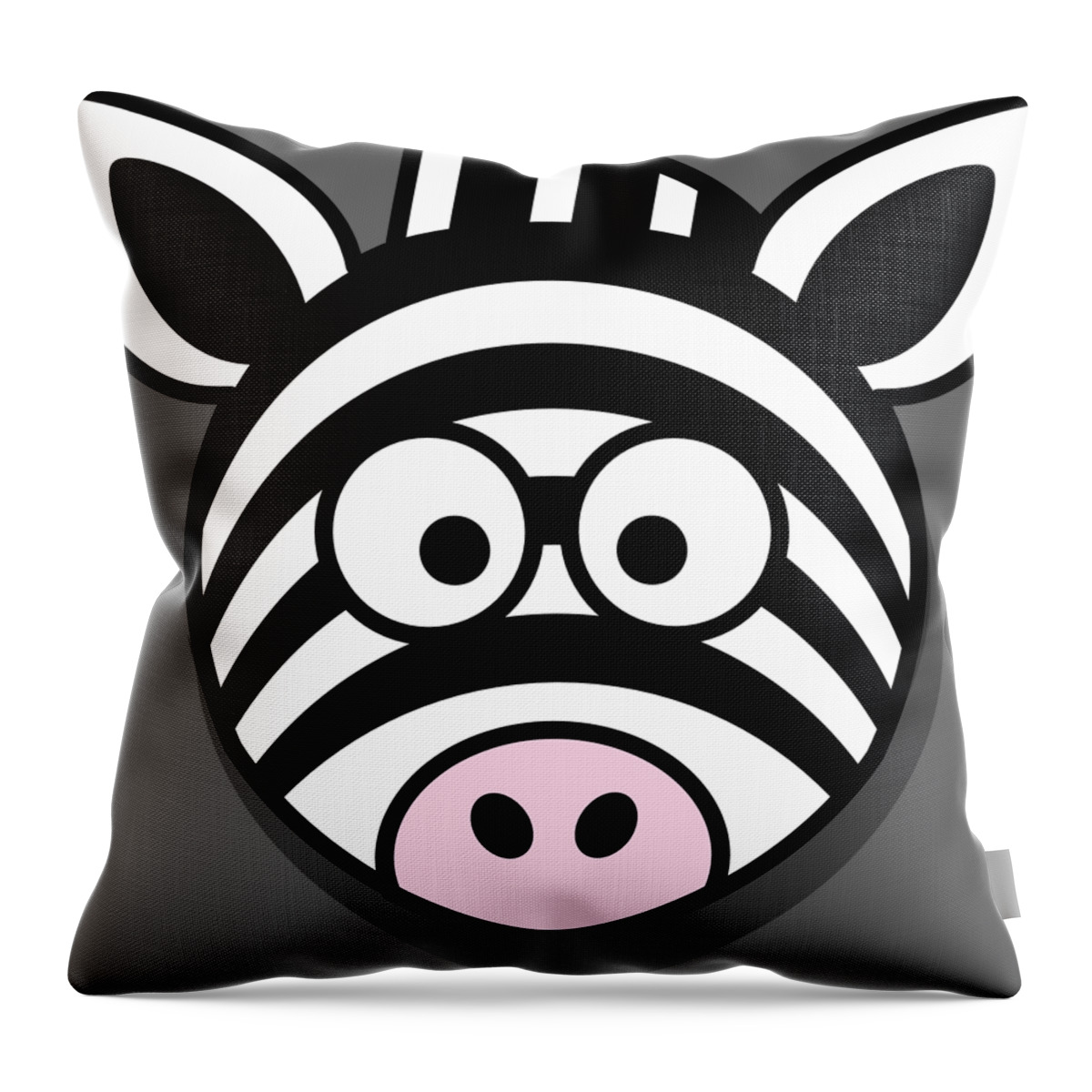 Zebra Head Stupid Cartoon Black White Round Zoo Throw Pillow by Jeff  Brassard - Pixels