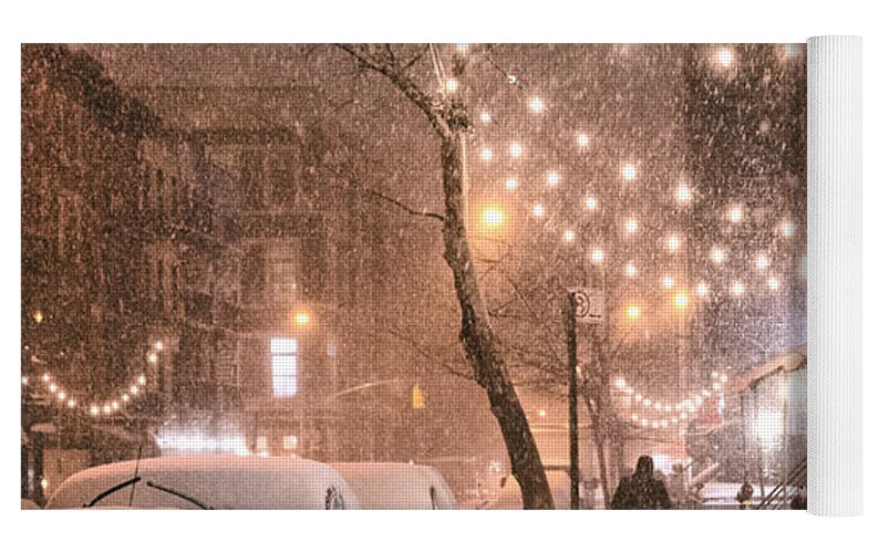 New York City - Winter Snow Scene - East Village Yoga Mat