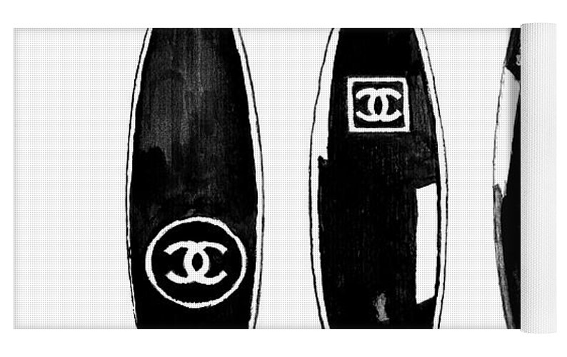 Chanel Surfboard Black And White Yoga Mat for Sale by Del Art