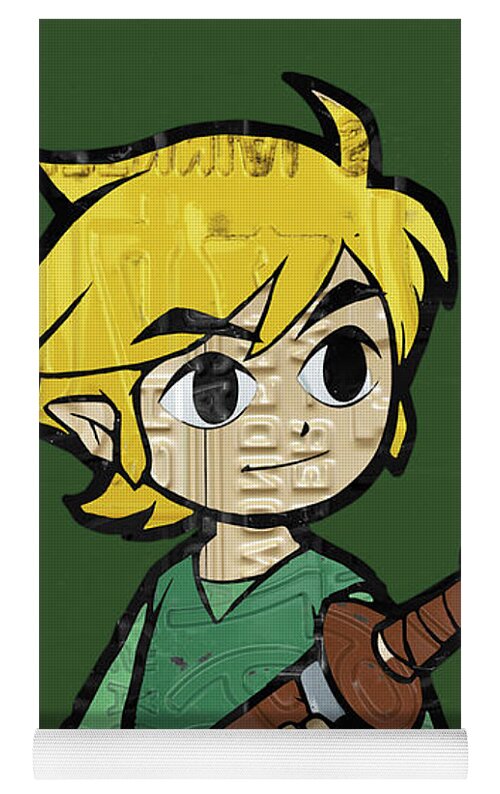 Link Legend of Zelda Nintendo Retro Video Game Character Recycled Vintage  License Plate Art Portrait Yoga Mat by Design Turnpike - Pixels