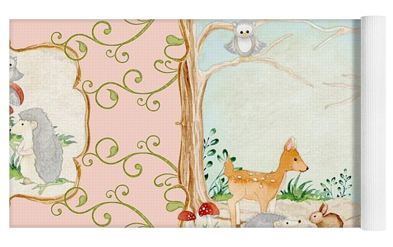 Woodland Fairy Tale - Blush Pink Forest Gathering of Woodland Animals Yoga  Mat by Audrey Jeanne Roberts - Pixels