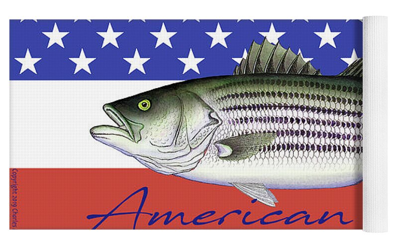American Striper Striped Bass Flag Yoga Mat by Charles Harden