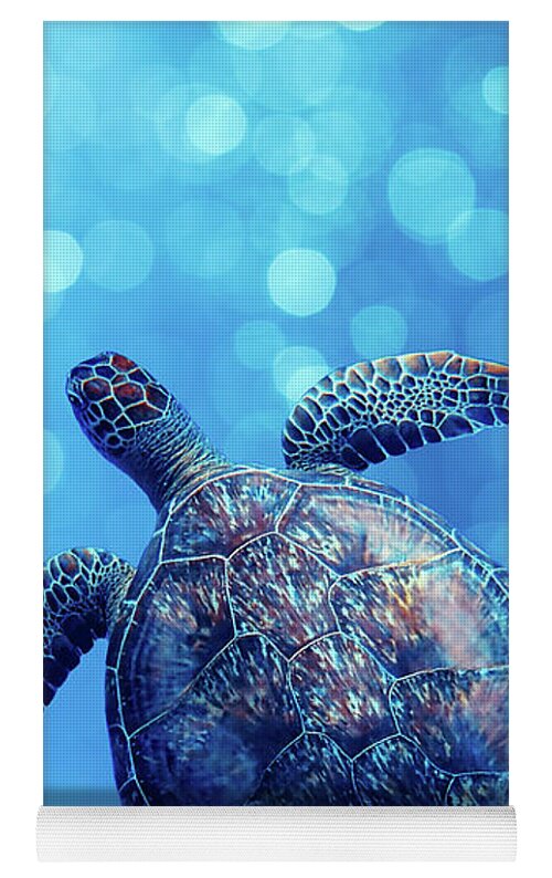 Bubbly Blue Sea Turtle Yoga Mat