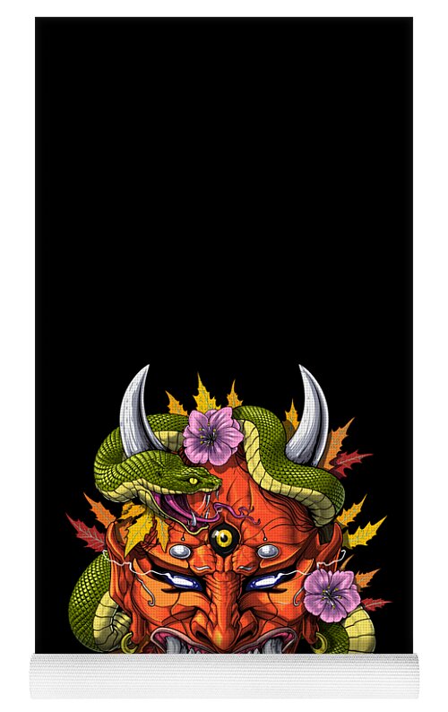 Japanese Oni Demon Mask Yoga Mat by Nikolay Todorov - Pixels