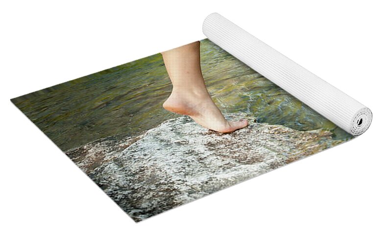 Child walking across a small river with bare feet Yoga Mat by Stefan Rotter  - Fine Art America