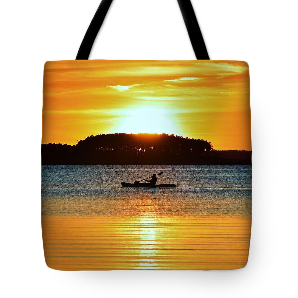 Kayak Tote Bag featuring the photograph A Reason to Kayak - Summer Sunset by Billy Beck