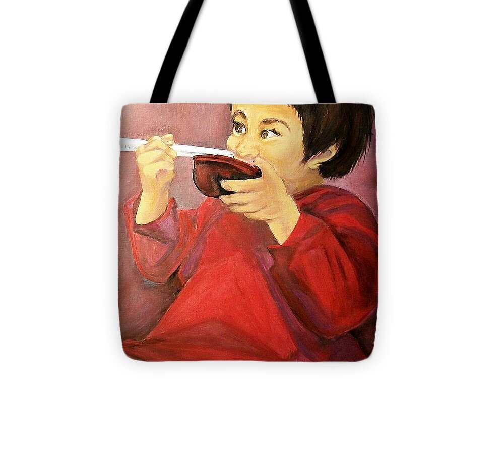 Child Tote Bag featuring the painting Asian Doll by Sharon Duguay