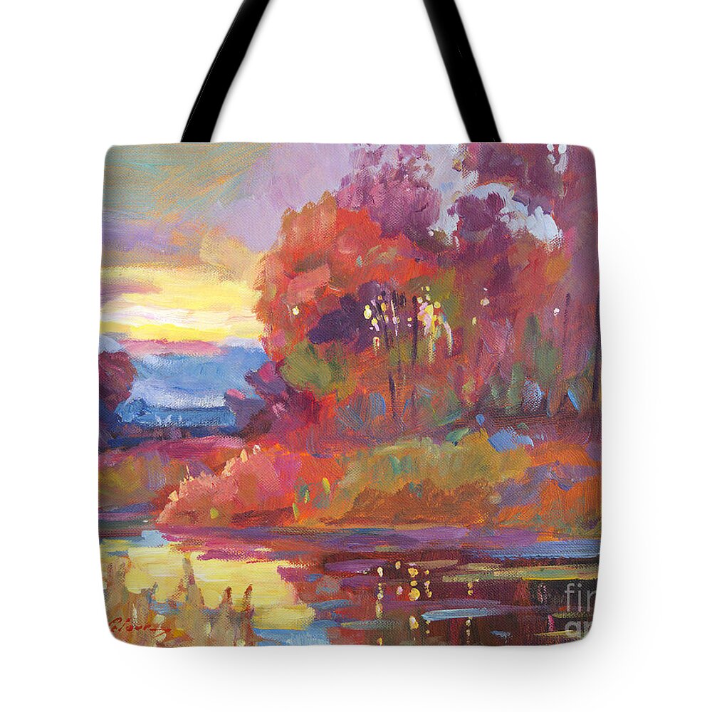 Impressionist Tote Bag featuring the painting Autumn Light by David Lloyd Glover