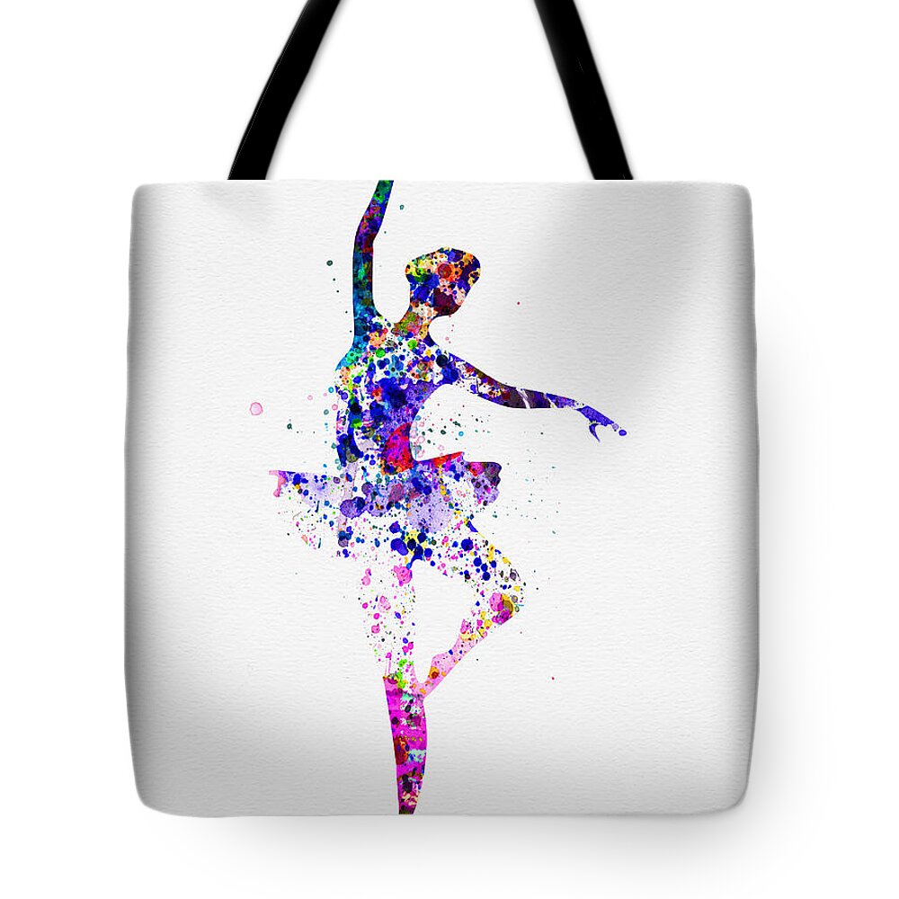 Ballet Tote Bag featuring the painting Ballerina Dancing Watercolor 2 by Naxart Studio