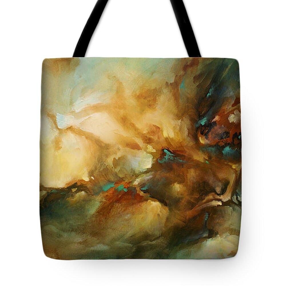 Abstract Tote Bag featuring the painting ' Breach ' by Michael Lang