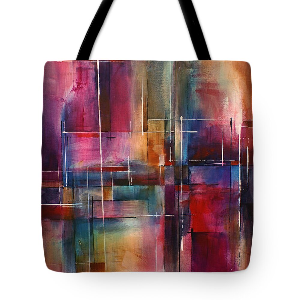 Abstract Tote Bag featuring the painting ' City Limits ' by Michael Lang